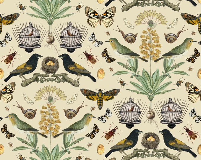 ABUNDANCE COLLECTION WALLPAPER  * 101 * Birdcage on Ivory * 12x18 Repeat