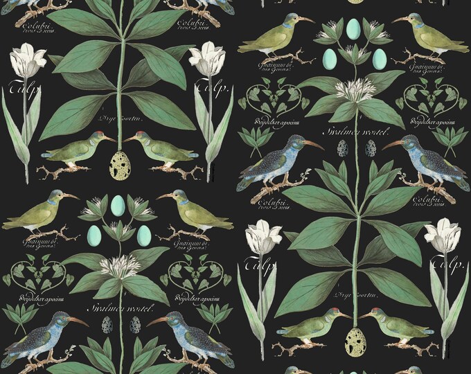 ABUNDANCE COLLECTION WALLPAPER  * White Tulips on Black * 12x18 Repeat
