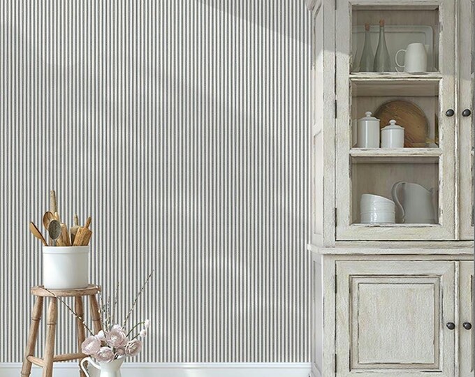 TRENTON  TICKING WALLPAPER in American Coverlet Color Matches