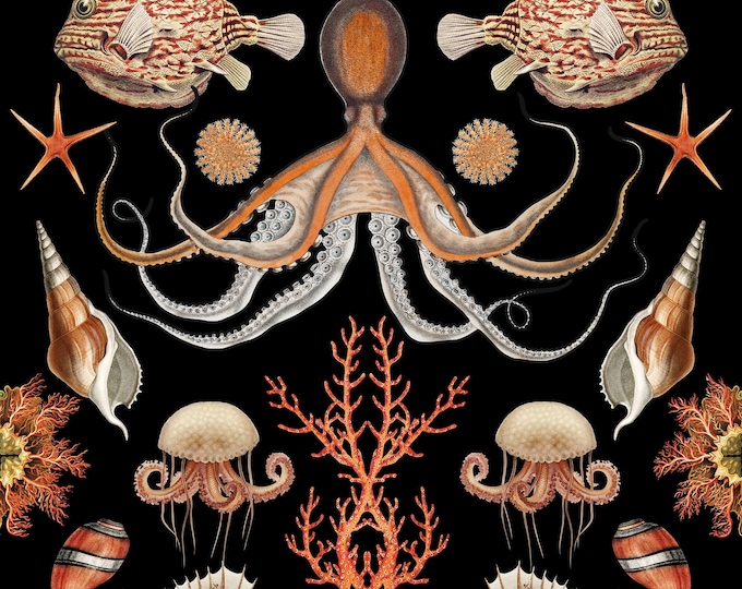 ABUNDANCE OCEANA WALLPAPER Collection in Coral * 24x36 repeat