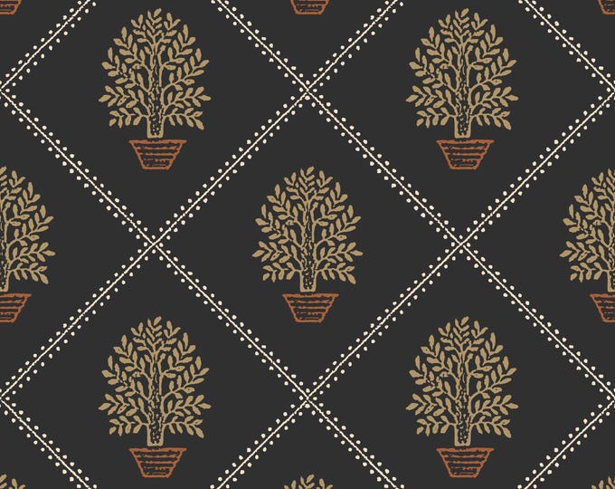 FOLKSIE COLLECTION *  18-115 * Potted Tree * 24x24 repeat * Country *  Wallpaper * Fabrics * Folk Art * Farmhouse * Cottage *