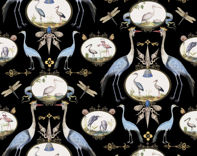 ABUNDANCE COLLECTION WALLPAPER  * Royal Cranes  * 12x12 or 24x24 repeat style *