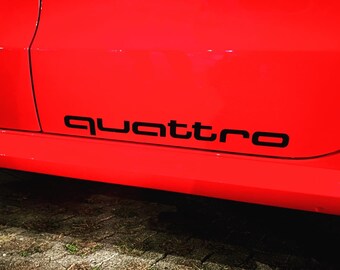 2x Audi QUATTRO logo sticker 38 x 4.2 cm (in photo) - 2x Audi QUATTRO logo 38 x 4.2 cm sticker (in photo)