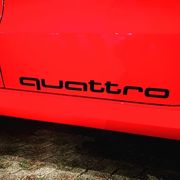 2x Audi QUATTRO logo sticker 38 x 4.2 cm (in photo) - 2x Audi QUATTRO logo 38 x 4.2 cm sticker (in photo)