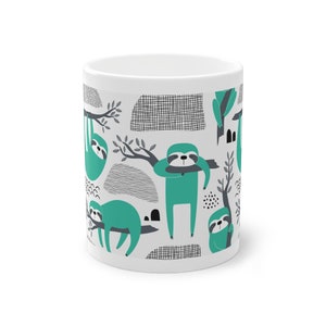 Sloth-Inspired 11oz Ceramic Mug | Cute and Cozy Coffee Cup | Unique Gift for Sloth Enthusiasts | ORCA Coating with Glossy Finish, gift