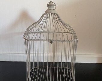 Petite cage à oiseaux Ancienne pour transport abreuvoir verre
