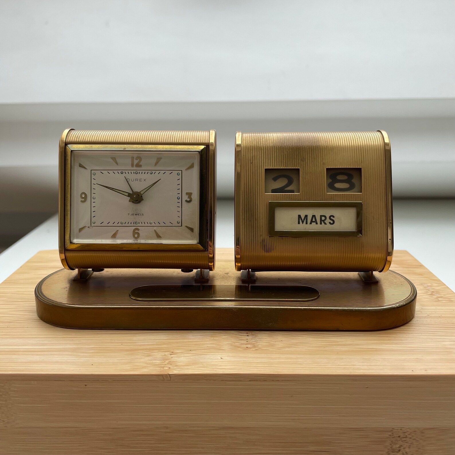 Vintage Durex 7 Jawels Table Clock With Calendar - Etsy