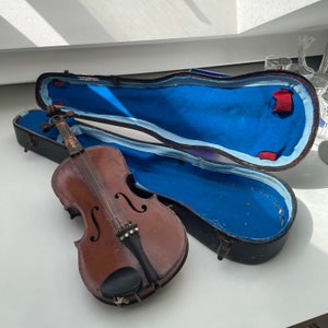 Vintage Small Violin for Kids with Original Case - Unique Decor Piece