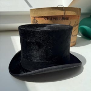 Vintage Black Top Hat by H. Deschamps | Belgian Formal Hat with Original Box | Antique Men's Fashion Collectible
