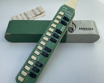 Vintage Hohner sopraan Melodica mondharmonica/fluit - groen, jaren 70