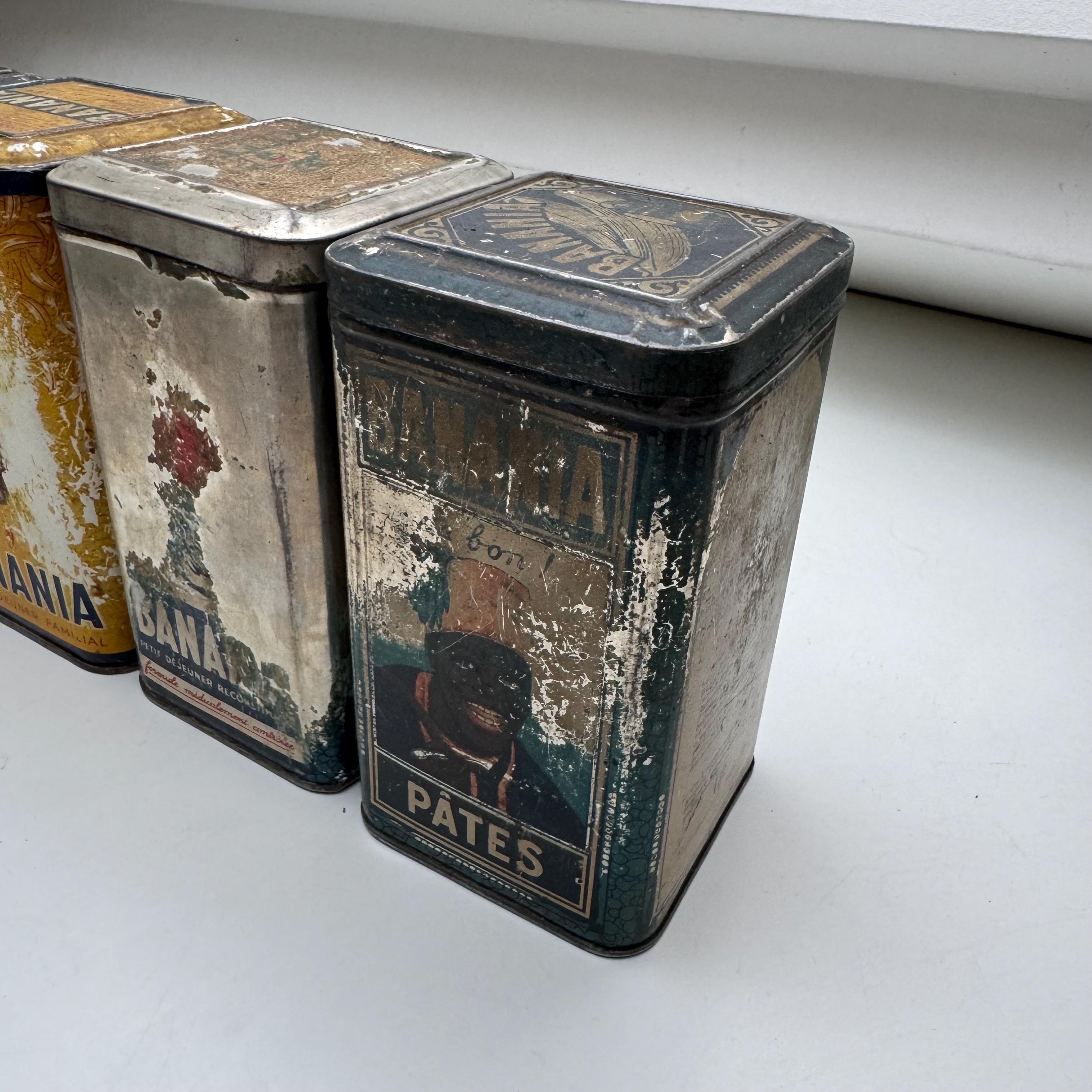 Set of 4 Vintage Banania Metal Tins – French Advertising