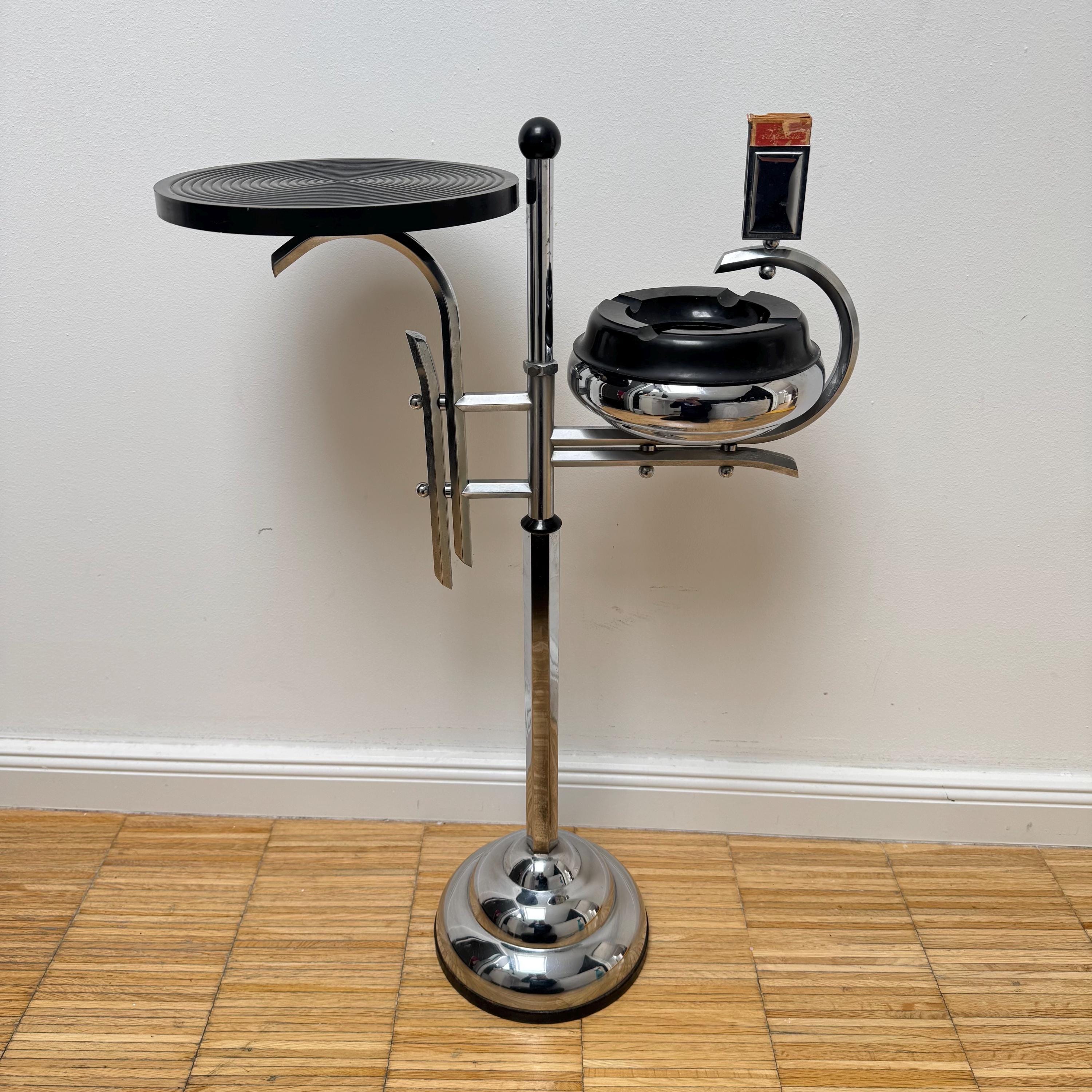 Art Deco Ashtray Stand 1930s Chrome and Bakelite by Demeyere