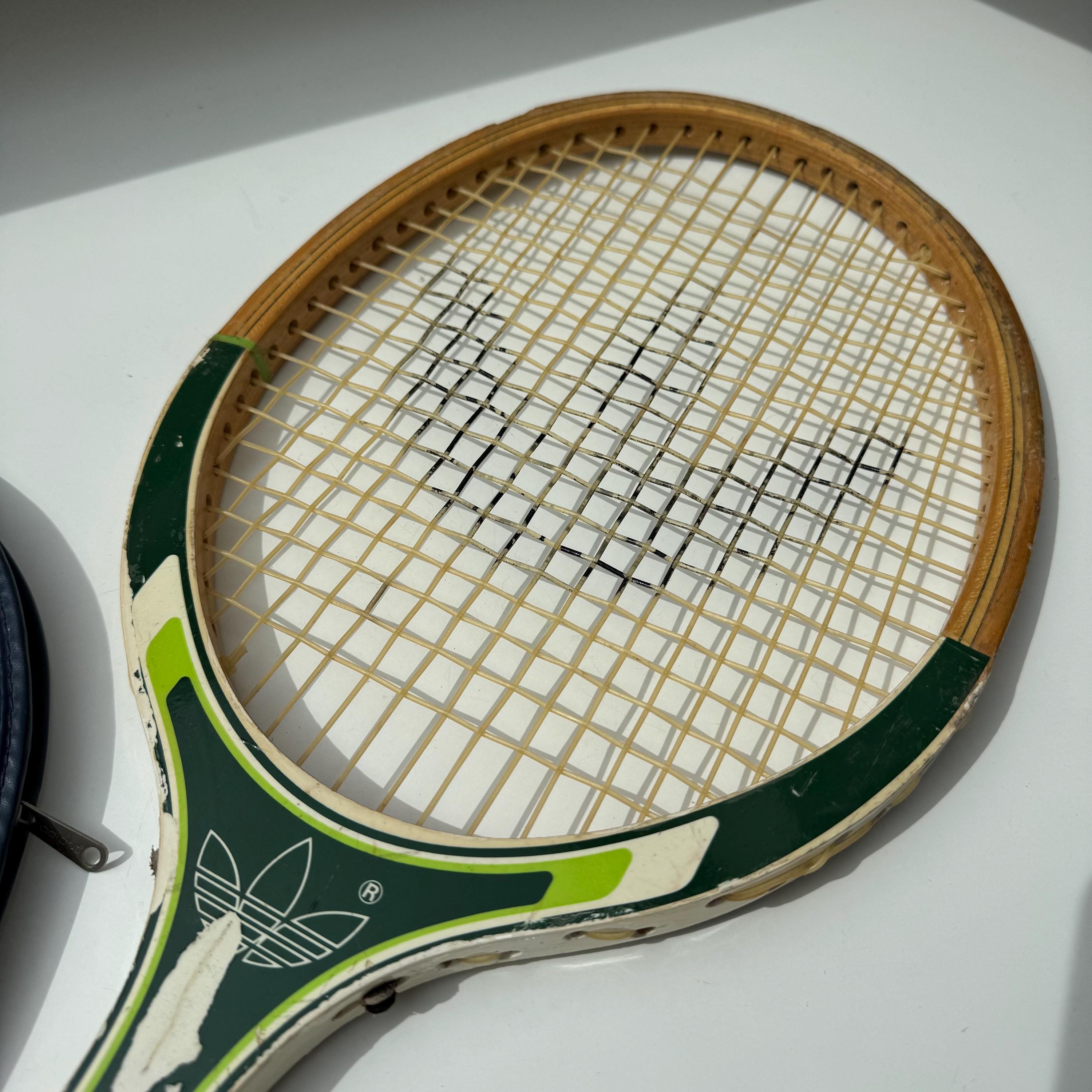 Vintage Green Adidas Tennis Racket: Biarritz ADS 030, 1980s