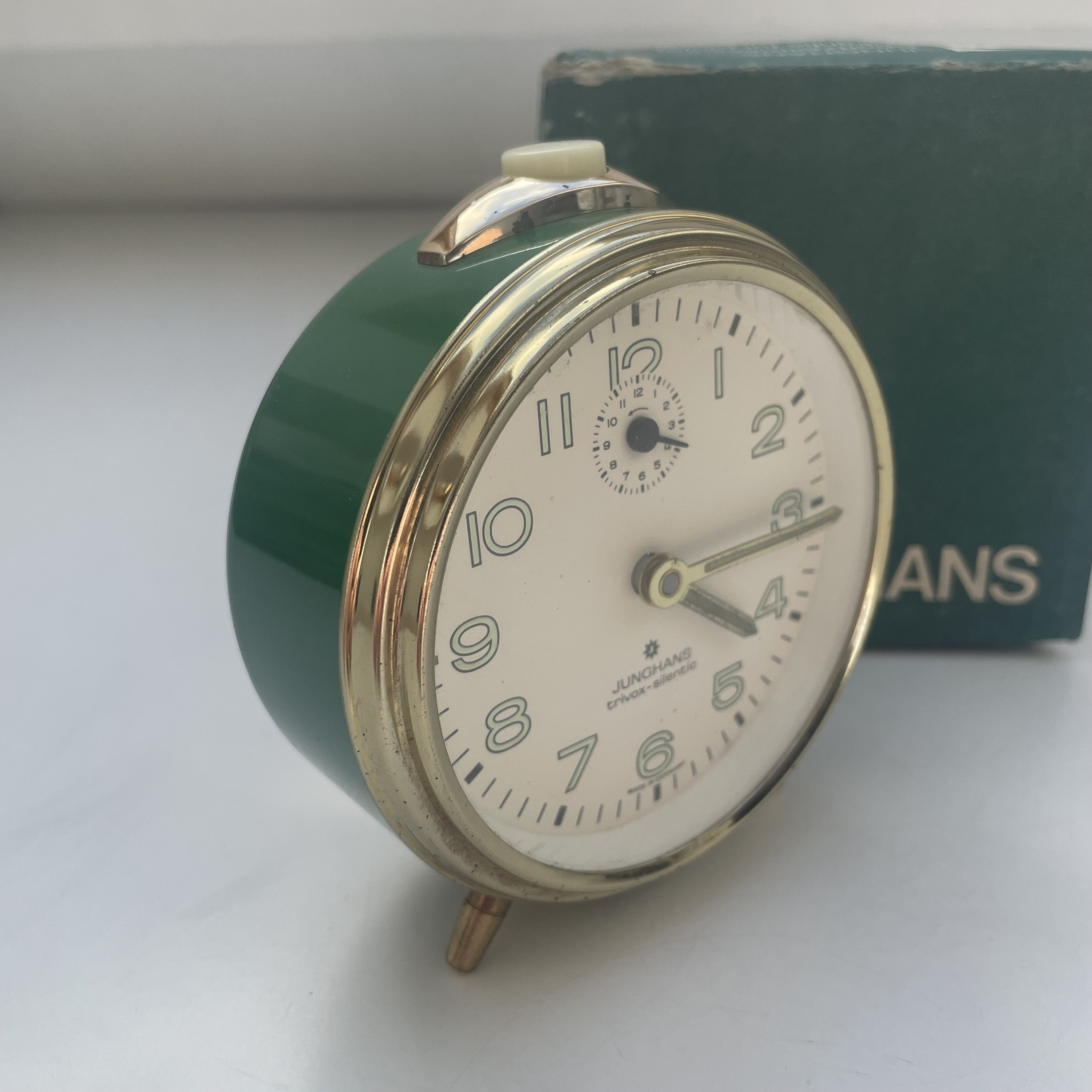 Vintage Junghans Trivoxsilentic Alarm Clock Green Mint Condition Etsy