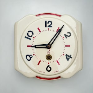 Vintage keramische mechanische wandklok van JAZ – jaren 1950-1960, Frankrijk