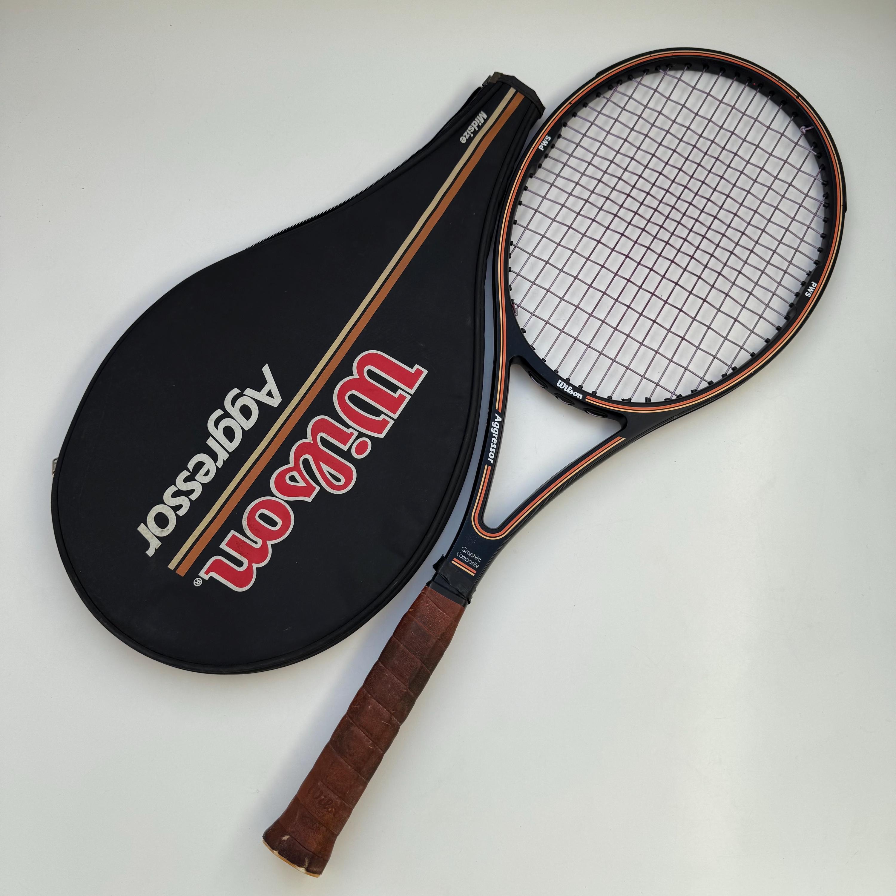 Vintage Wilson Aggressor Midsize Tennis Racket – 1990s Graphite