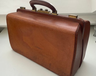 Vintage Leather Small Suitcase with Soft Interior