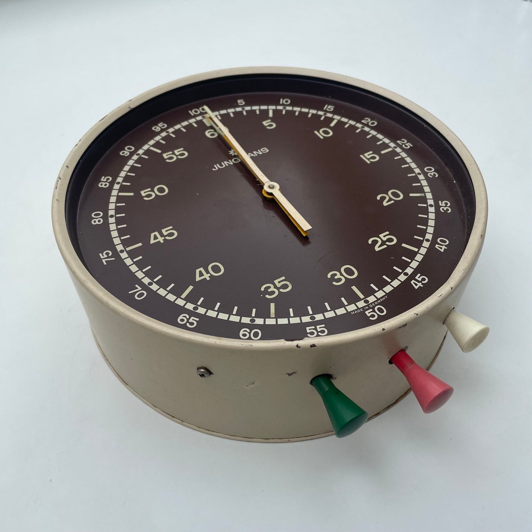 Vintage Junghans Metal Wall Clock Laboratory Stopwatch (1950s