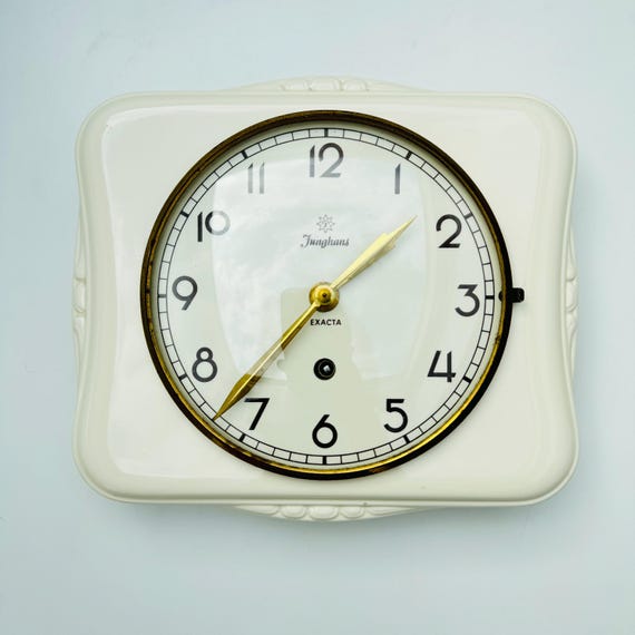 Vintage Junghans Exacta Wall Clock – 1950s White Ceramic - Etsy