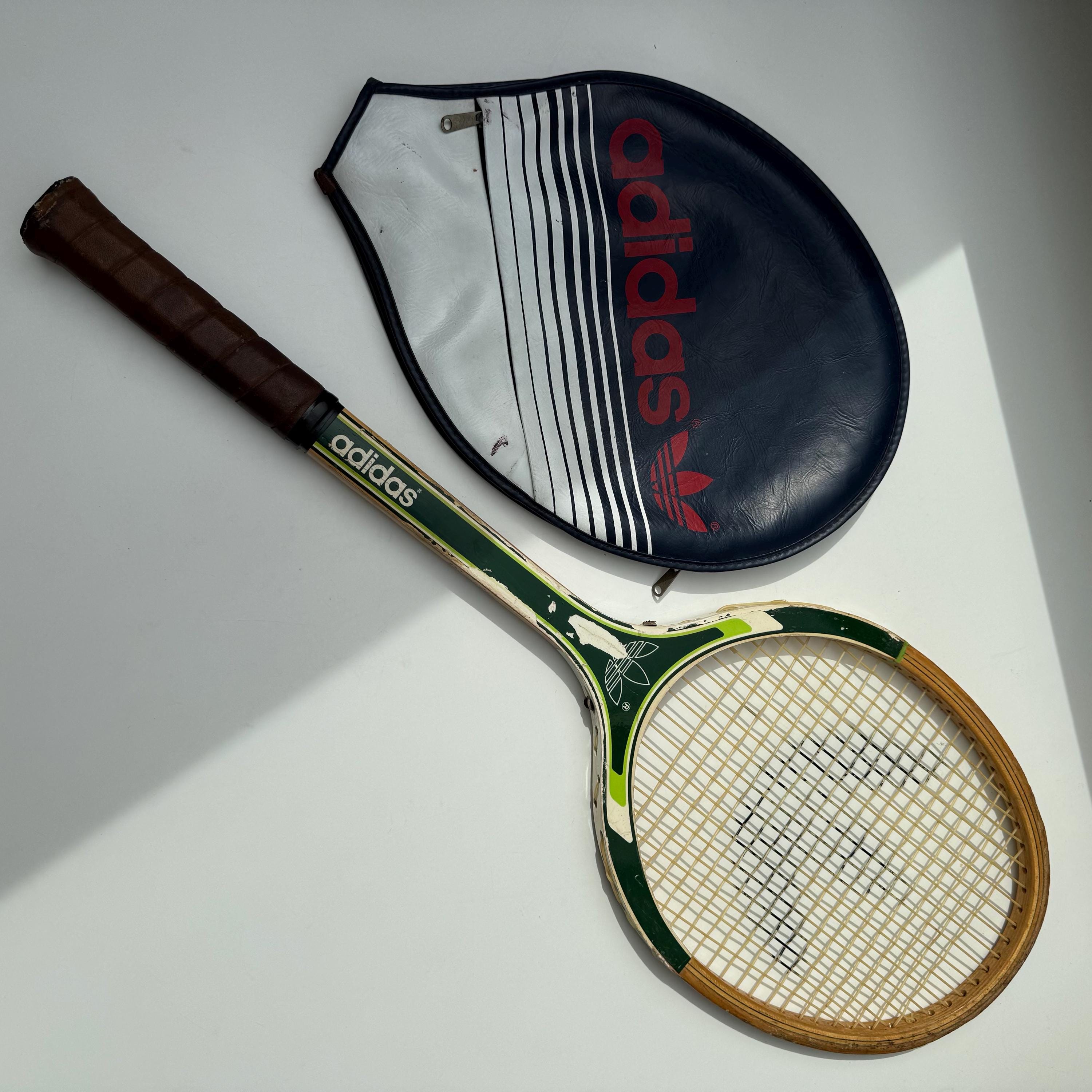 Vintage Green Adidas Tennis Racket: Biarritz ADS 030, 1980s