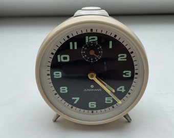 Vintage Ivory Circle Alarm Clock - Junghans