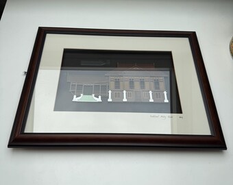 エリザベス キース作「マラッカの夜景」複製版画、木版画、ジクレー