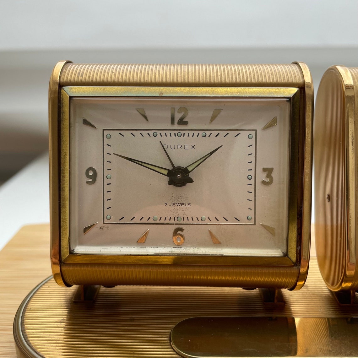 Vintage Durex 7 Jawels Table Clock With Calendar - Etsy
