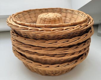 フランスのヴィンテージ籐バスケットホームデコレーションキッチンmi