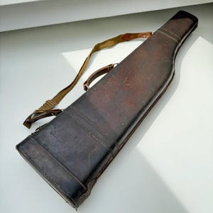 Custodia per fucile in pelle vintage con coscia di montone / Custodia rigida per il trasporto del fucile / Accessorio da caccia classico