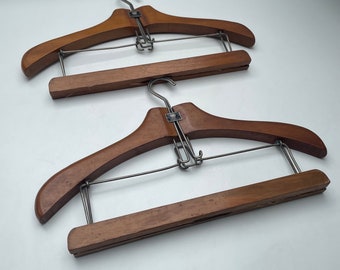 Set di 2 grucce per abiti vintage in legno - Prodotto in Francia