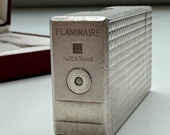 FLAMINAIRE VINCI 金格子柄 希少 Flaminaire Lighter - Square Design - Gold-plated - Vintage