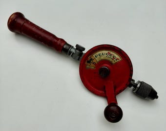 Vintage Peugeot Frères Metal Hand Drill – Adjustable Angle