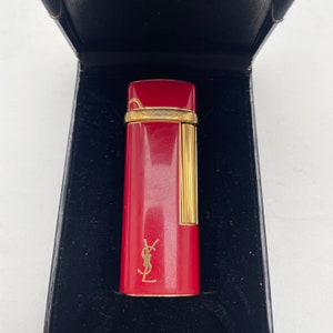 Vintage Red Yves Saint Laurent Lighter With Original Box