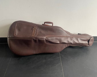 Bolso de violín de cuero marrón vintage - Funda protectora