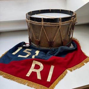 WWII-Era Robert Martin Tenor Drum – France, w/ Original Pennant