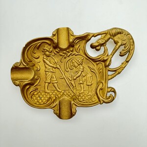 Vintage Brass Ashtray | Ornate Relief Design | Excellent Condition