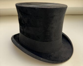 Vintage Black Top Hat by A. Digue – Lunéville, France