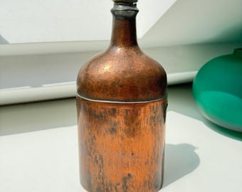 Vintage Copper Bottle with Brass Cap