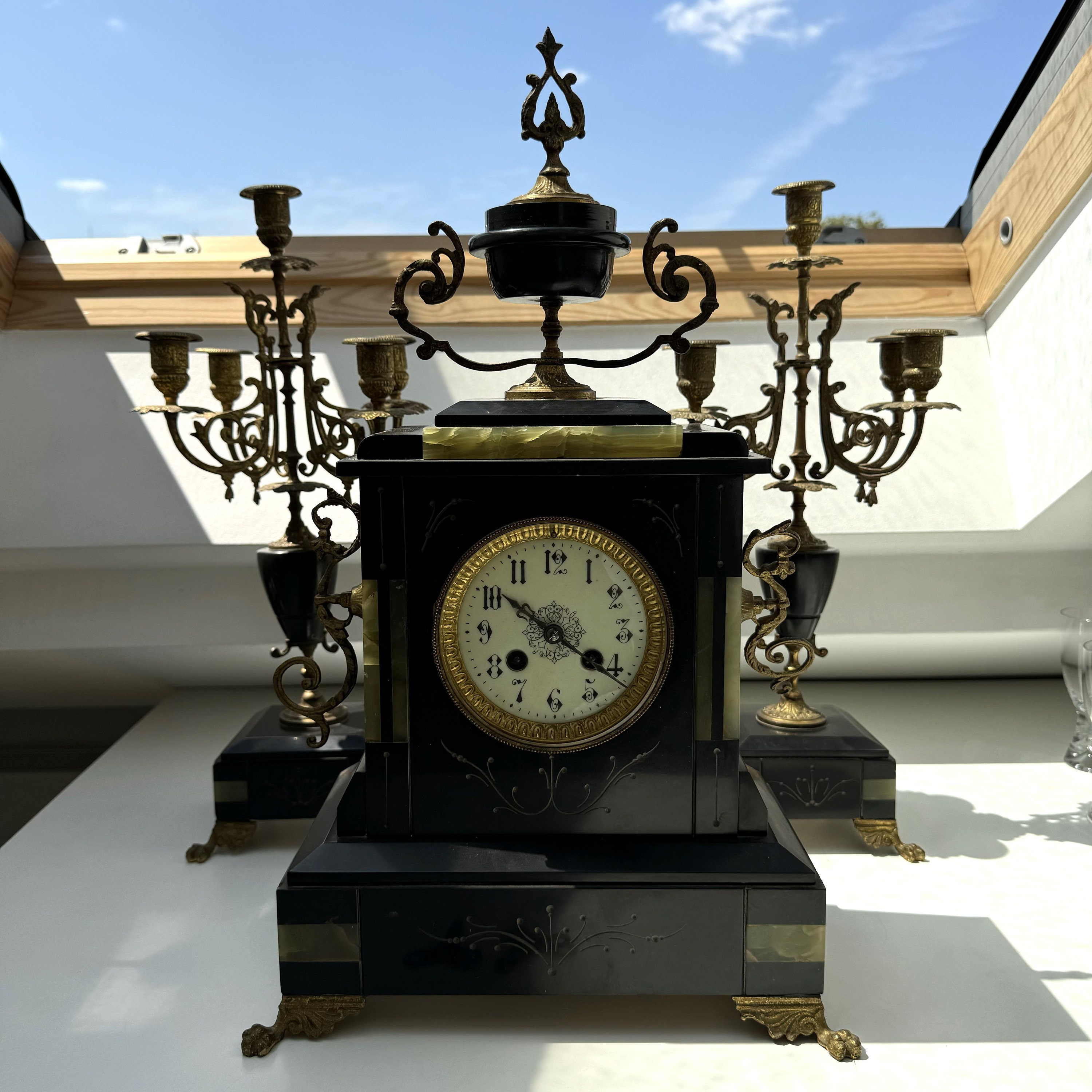 Marble Mantel Clock By Ansonia