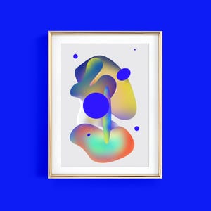 Impresión de arte abstracto Formas Póster Decoración de dopamina para dormitorio Salón Hogar Obra de arte Tipografía ISO A5 A4 A3 Regalo ecléctico de inauguración de la casa Funky