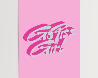 Go Piss Girl Art Dopamine Print Decor Eclectic Bathroom Poster Meme Cool Artwork Pink Typography Poster and Gift for Bedroom ISO A5 A4 A3