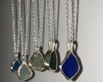 Sterling Silver-wrapped Seaglass Pendant Necklace Custom