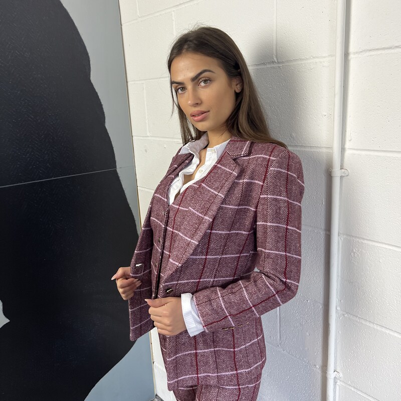 burgundy tweed tie