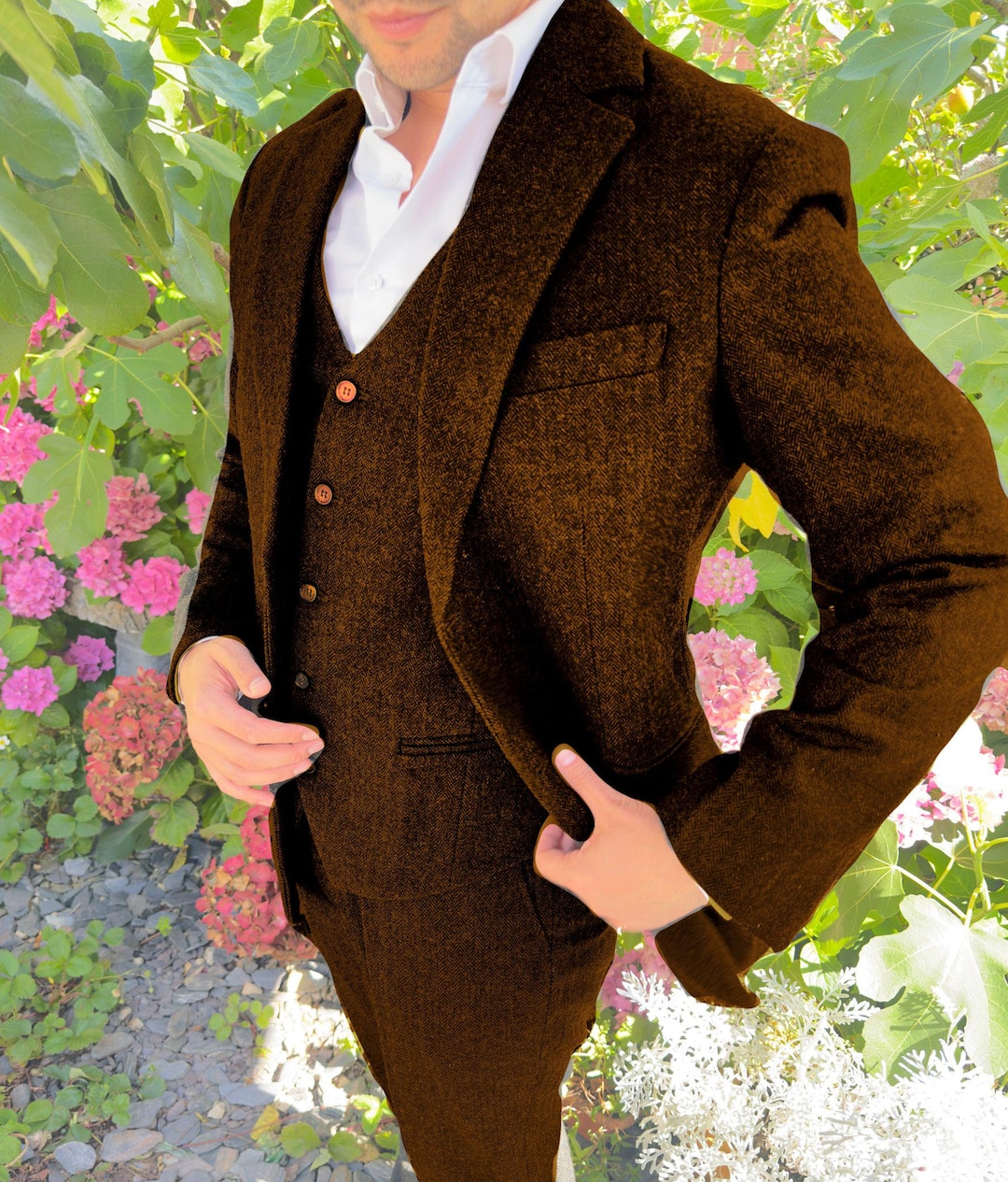 Mens Brown Tweed Suit - Winter Fabric Heavy Suit