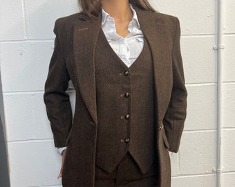 US / UK 3-teiliger Kombi aus Tweed in braun