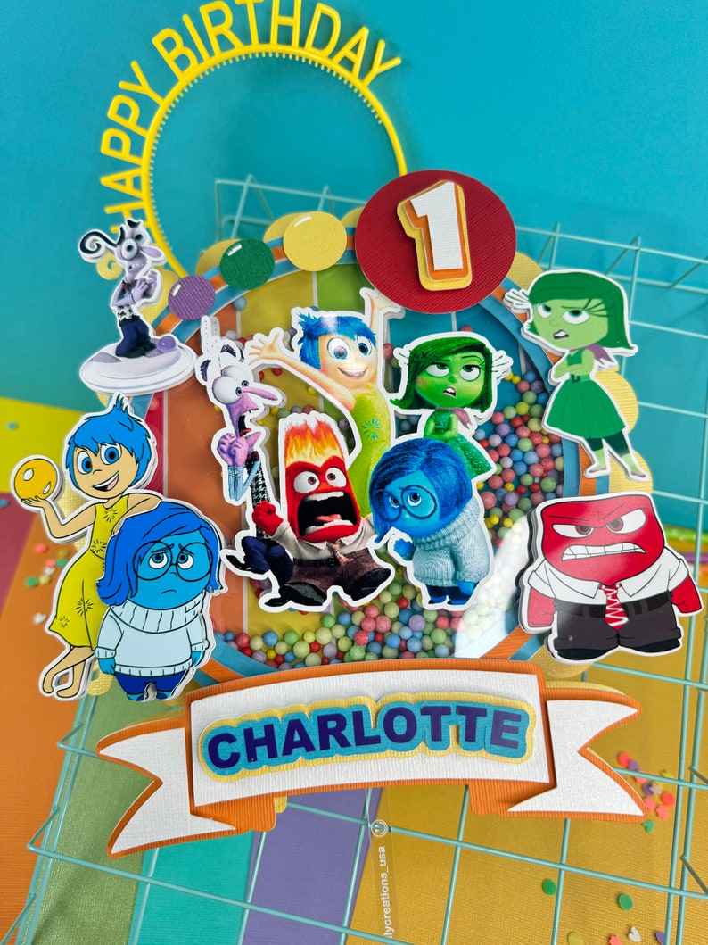 Inside Out 2 Cake Topper/ Inside Out Shaker Topper/ Inside Out Birthday ...