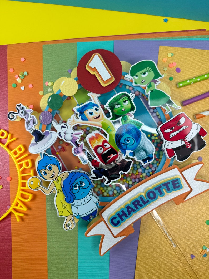 Inside Out 2 Cake Topper/ Inside Out Shaker Topper/ Inside Out Birthday ...