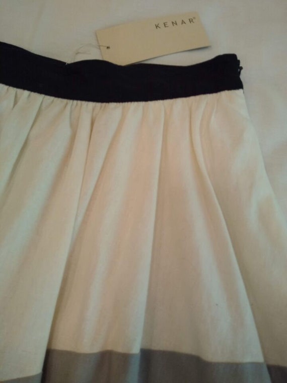 Vintage Full Skirt Gray Kenar Grey Off-White Line… - image 2