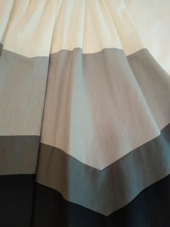 Vintage Full Skirt Gray Kenar Grey Off-White Line… - image 3