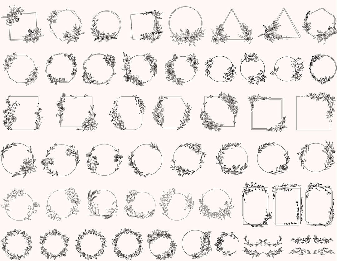 Floral Wreath SVG Bundle: Wedding Laurel, Flower Designs (SVG, PNG) - Etsy